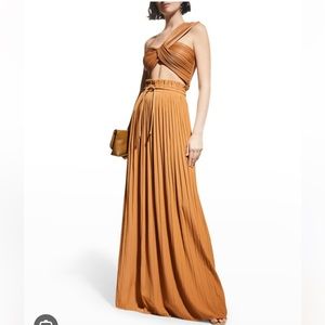 EUC A.L.C. Long Everly Pleated Skirt in Bronze Tone Sz 4
